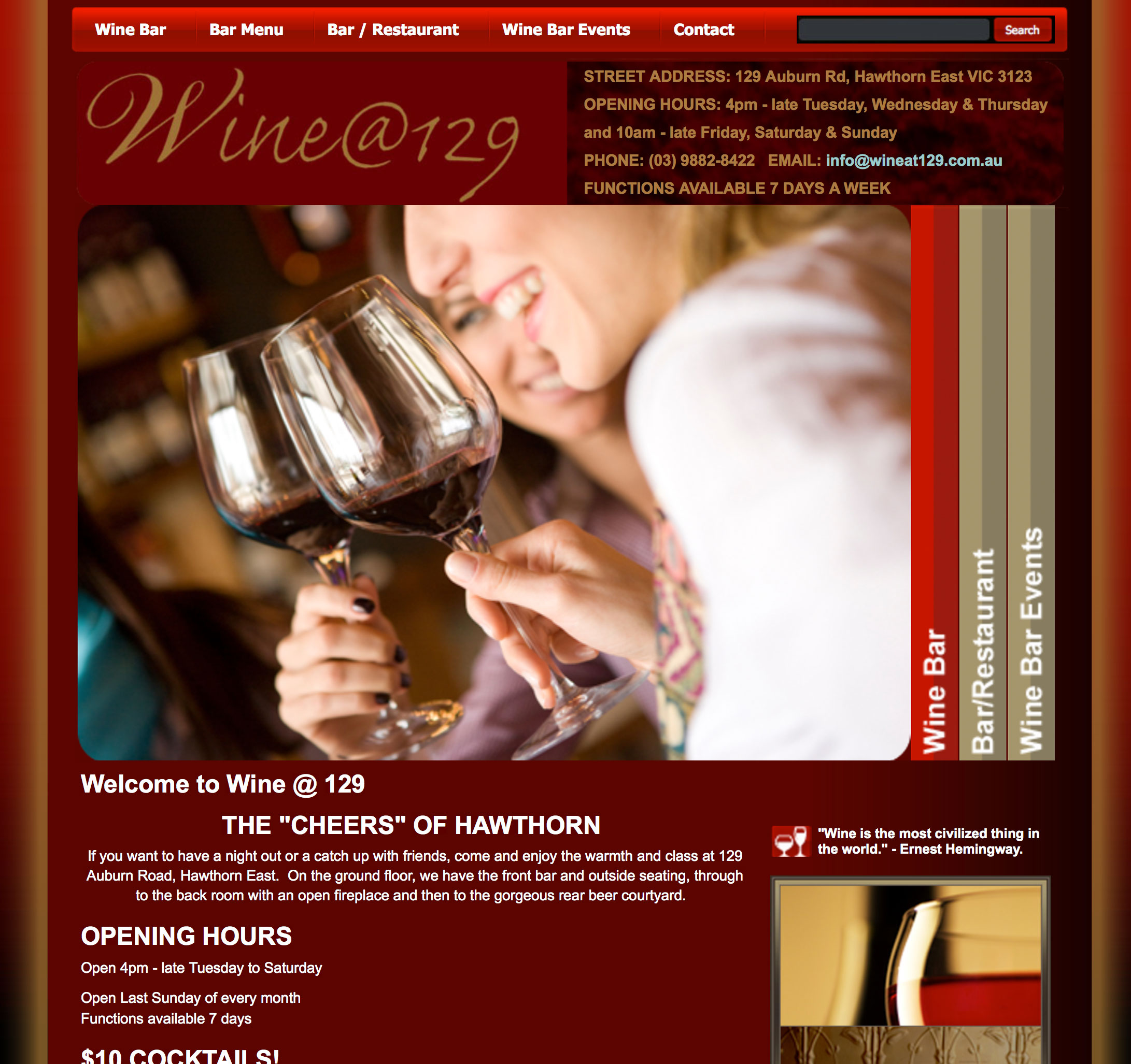 Wine bar website
